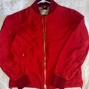 Red Burberry Light Weight Bomber Jacket